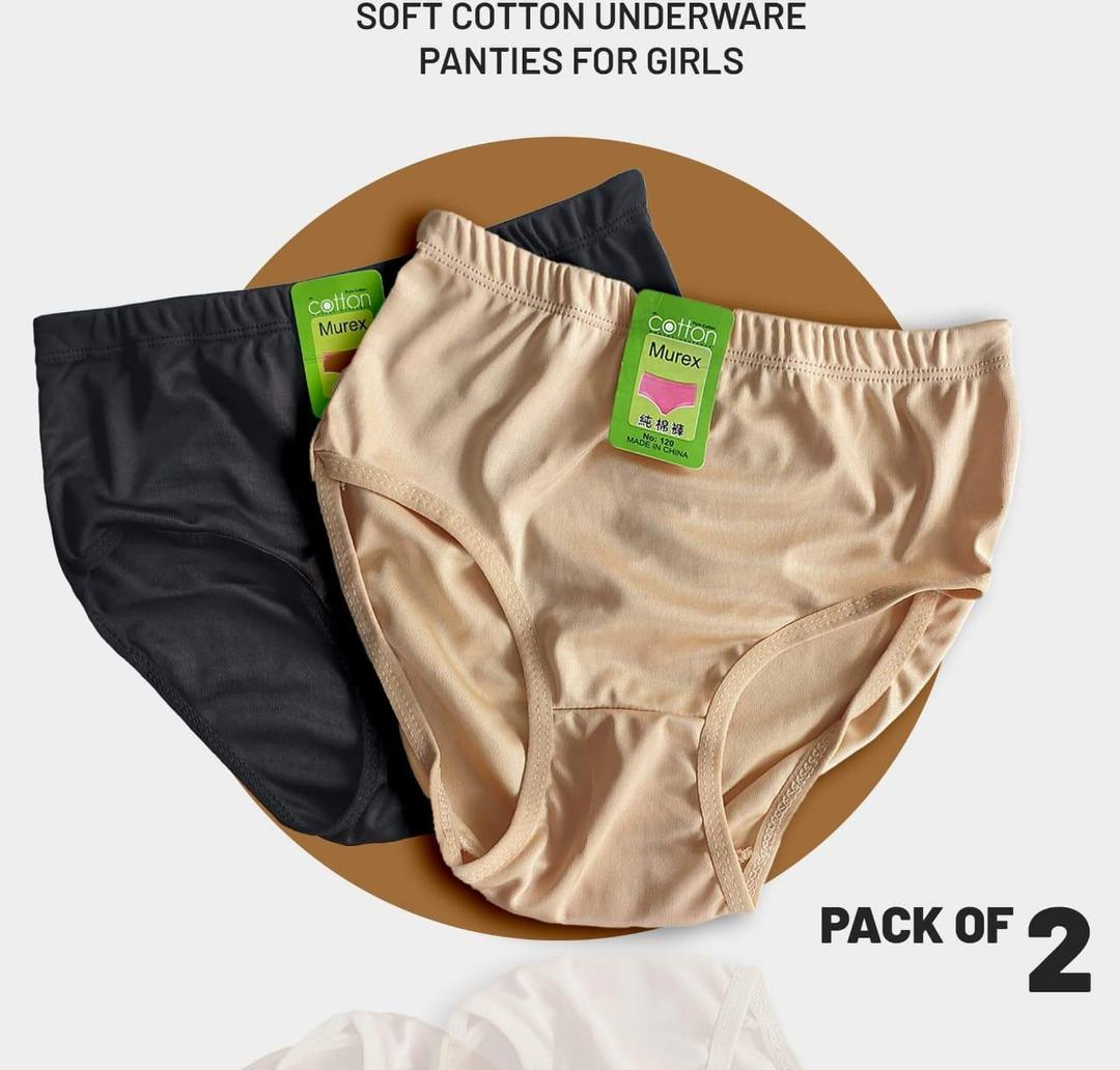 Pack of 2 Cotton Panties Comfortable & Lightweight Plain Design (S, M, L )(Random color) - Image 4