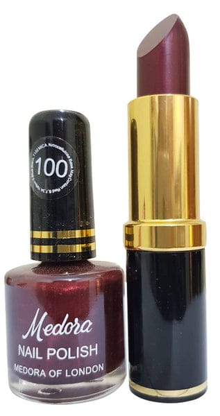 Medora 2 in 1 Lipstick & Nail Polish Combo Premium Beauty Deal with Matching Shades, Includes 1 Lipstick & 1 Nail Polish (Shade Red, Maroon) - Image 3