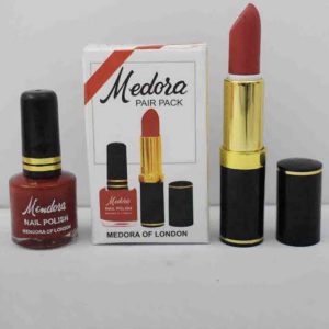 Medora 2 in 1 Lipstick & Nail Polish Combo Premium Beauty Deal with Matching Shades, Includes 1 Lipstick & 1 Nail Polish (Shade Red, Maroon)