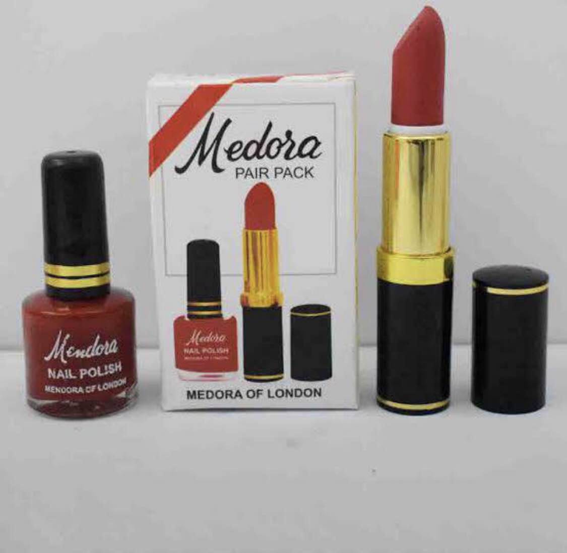 Medora 2 in 1 Lipstick & Nail Polish Combo Premium Beauty Deal with Matching Shades, Includes 1 Lipstick & 1 Nail Polish (Shade Red, Maroon)
