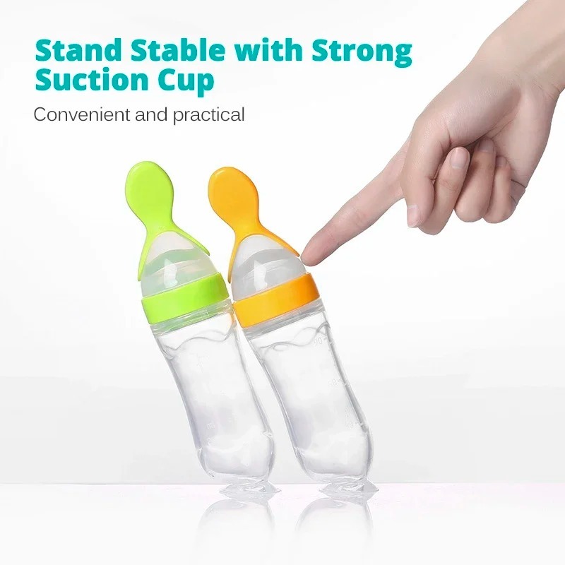 Silicone Baby Spoon Squeezing Feeding Bottle Feeder Soft, Safe & Easy Baby Food Dispenser (Random color) - Image 2