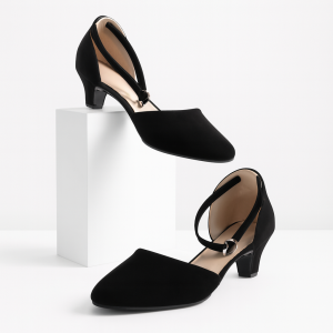 Stylish Velvet Heel Pump Shoes for Ladies 2 Inch Elegant Party Wear Heels with box