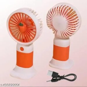 Premium Large Size Portable Handheld Fan High-Speed USB Rechargeable Cooling Fan with Cute Fruit Design (Random Color & Box)
