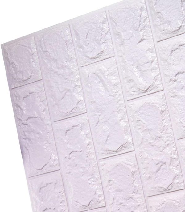 3D Wall Sticker White Brick Sheet Waterproof Self Adhesive Wallpaper For Bedroom, Living Room, And Home Décor Size (2x2.5FT) - Image 4