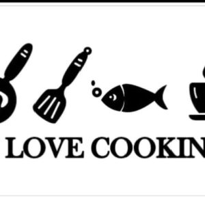 Acrylic Mirror Kitchen Symbols Wall Decoration  I Love Cooking Black Acrylic 3D Wall Art Sticker Decals (16x48)