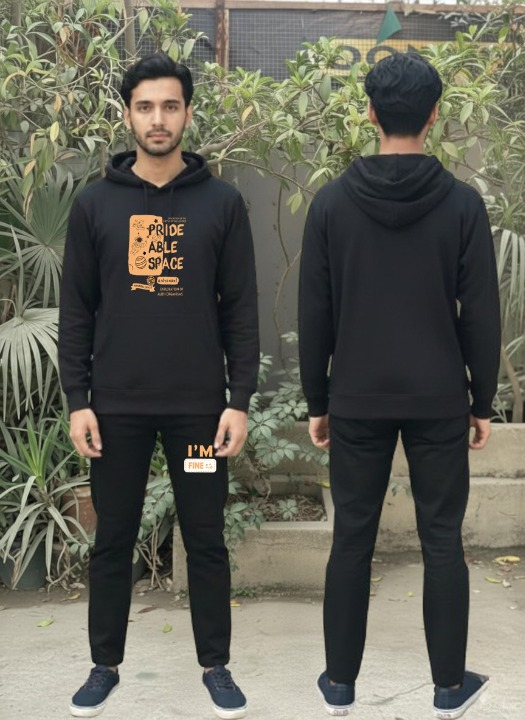 Men's Black Printed Tracksuit Trendy Design Casual Comfortable Style
