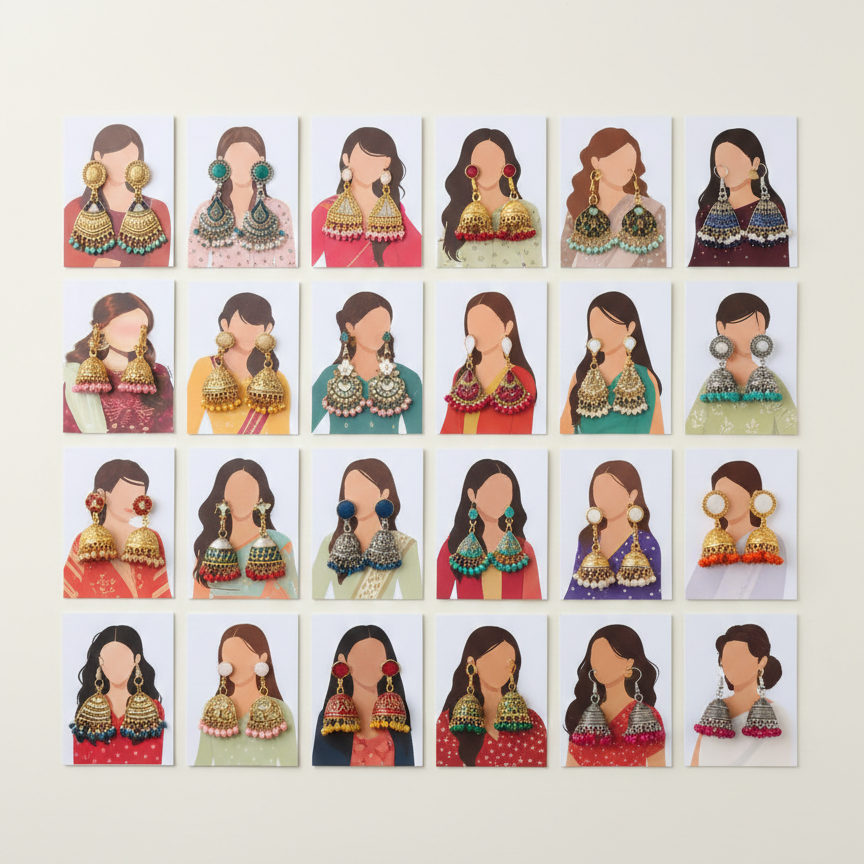 Earrings Eidi Cards Pack of 27 Mini Festive Cards without Jewellery (Random Designs) - Image 3