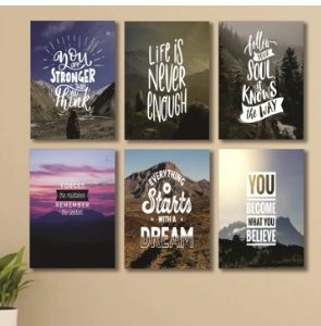 Set of 6 Wooden Wall Art Photo Tile Frames (8×11 Inches) Spiritual Home & Office Wall Décor