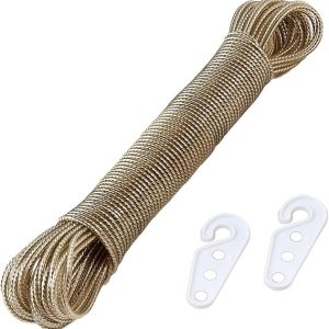 Portable Laundry Rope Clothesline  Adjustable Clothes Drying Line with Hooks