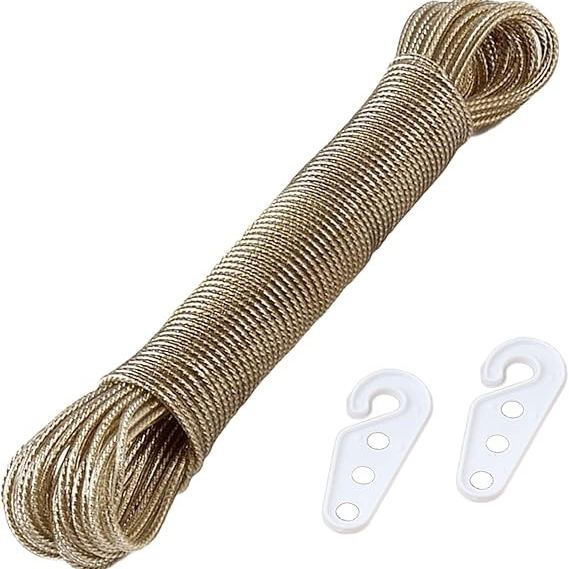Portable Laundry Rope Clothesline Adjustable Clothes Drying Line with Hooks