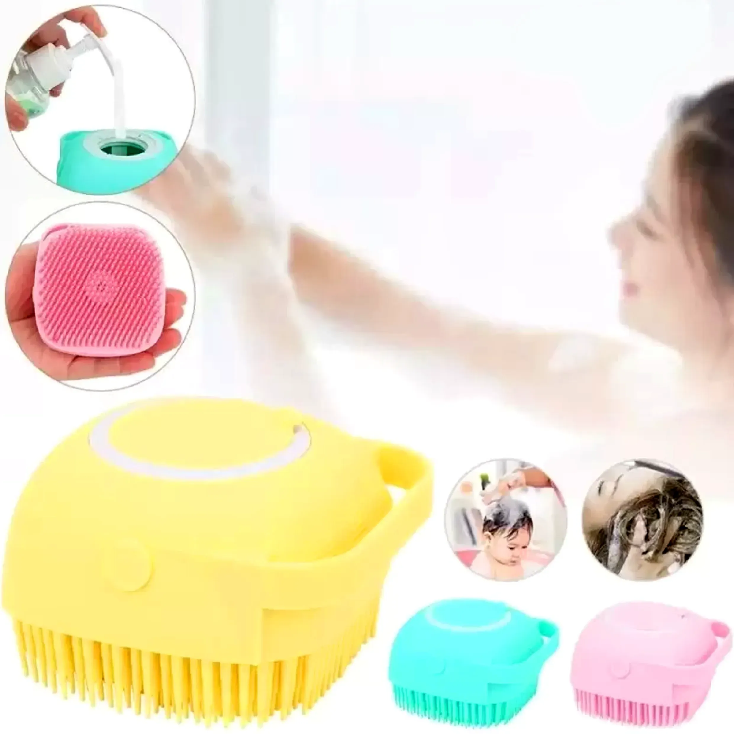 Silicone Bath Body Brush | Exfoliating Scrub with Soap Dispenser | Ultra Soft Shower Sponge & Massager | Random Colour - Image 2