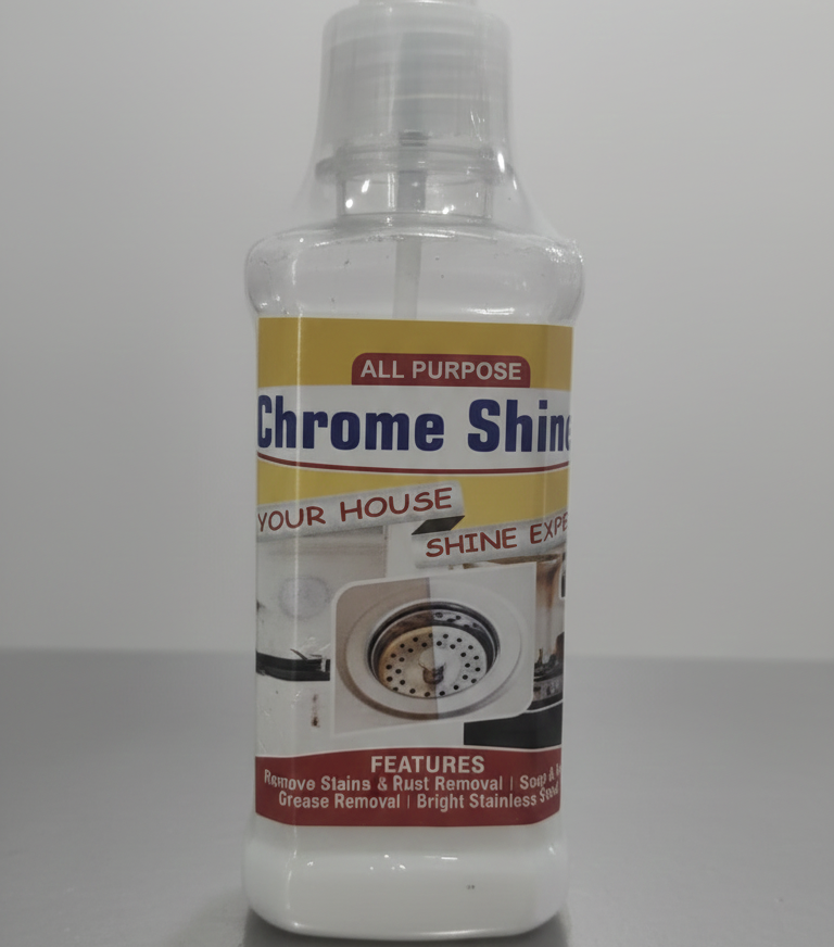 All Purpose Chrome Shine Cleaner 200ml Powerful Stain, Rust And Grease Removal For Bright And Shiny Stainless Steel Surfaces