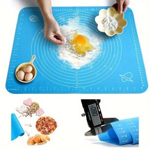 Silicone Baking Roti Mat With Measurements Heat Resistant Non-Stick Flour Rolling & Kneading Dough Pad | Size 50x40 (Random Color)