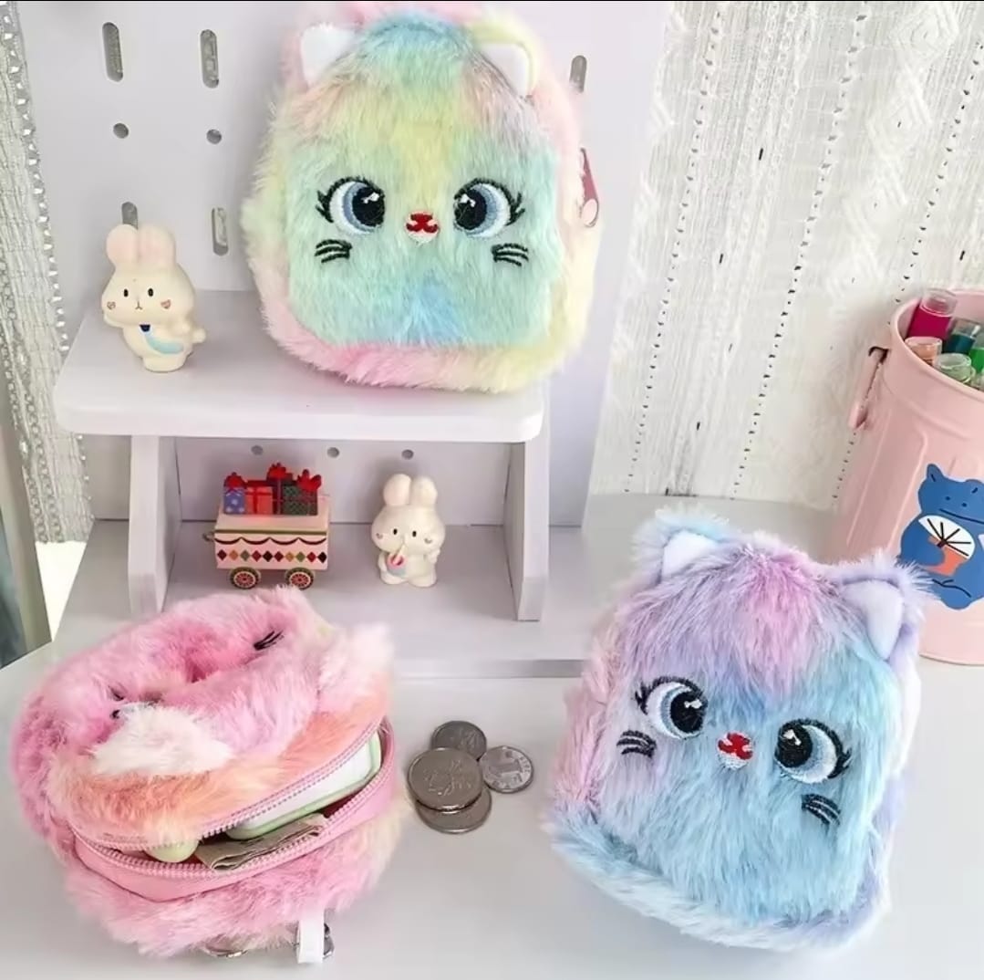1pc Kawaii Rainbow Color Keyring Coin Purse for Girls Cute and Portable Storage Accessory- Random Colour - Image 3
