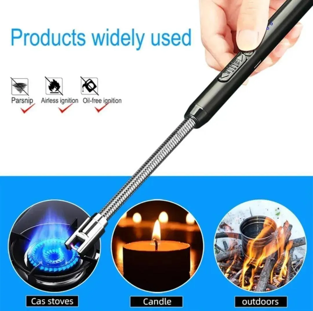 USB Rechargeable Electric Arc BBQ Lighter Windproof Flameless Plasma Lighter with 360° Flexible Neck and LED Battery Indicator for Kitchen Candles BBQ - Image 2