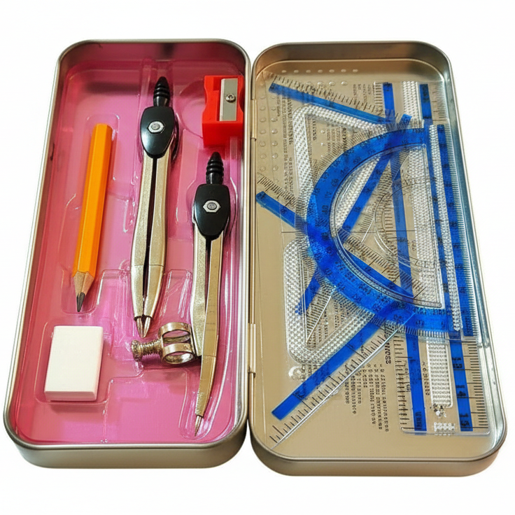 Marshal 9-Piece Mathematical Instruments Set Complete Geometry Box for Classic & Precision Drawing - Image 2