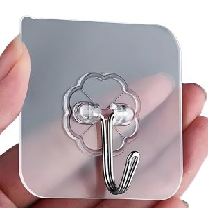 Transparent Self-Adhesive Wall Hooks Strong Hold, No Drill, Damage-Free Hanging