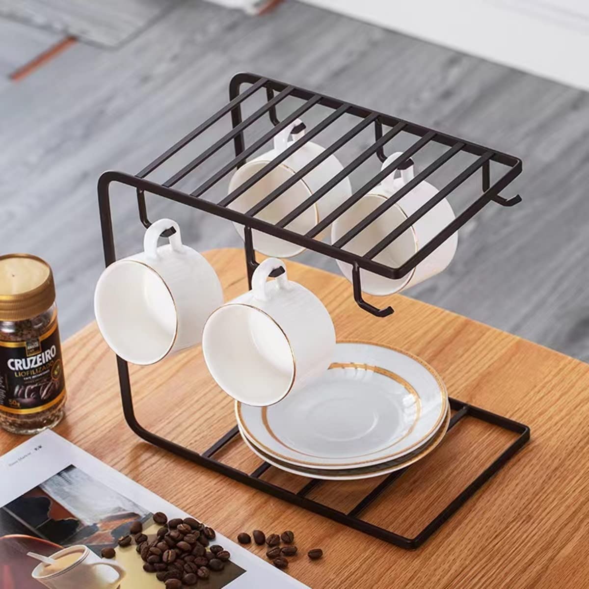 Metal Mug Stand Holder Tree Rack Modern Space-Saving Mug Organizer with Smooth Hooks for Kitchen & Coffee Corner Decor - Image 3