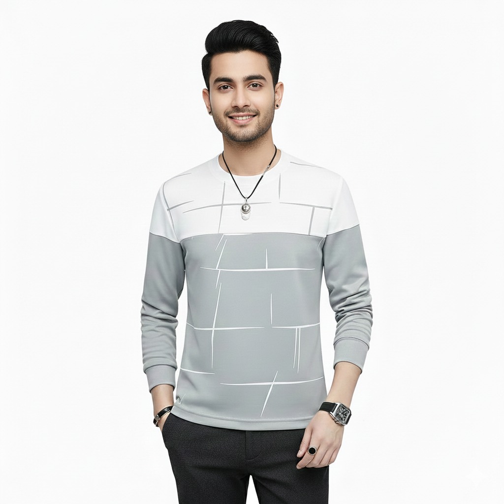 Lining Print Cotton Jersey T Shirts Full Sleeves Providing Premium Quality With Smart Look Easy Wash And Comfortable Ready To Wear Design - Image 2