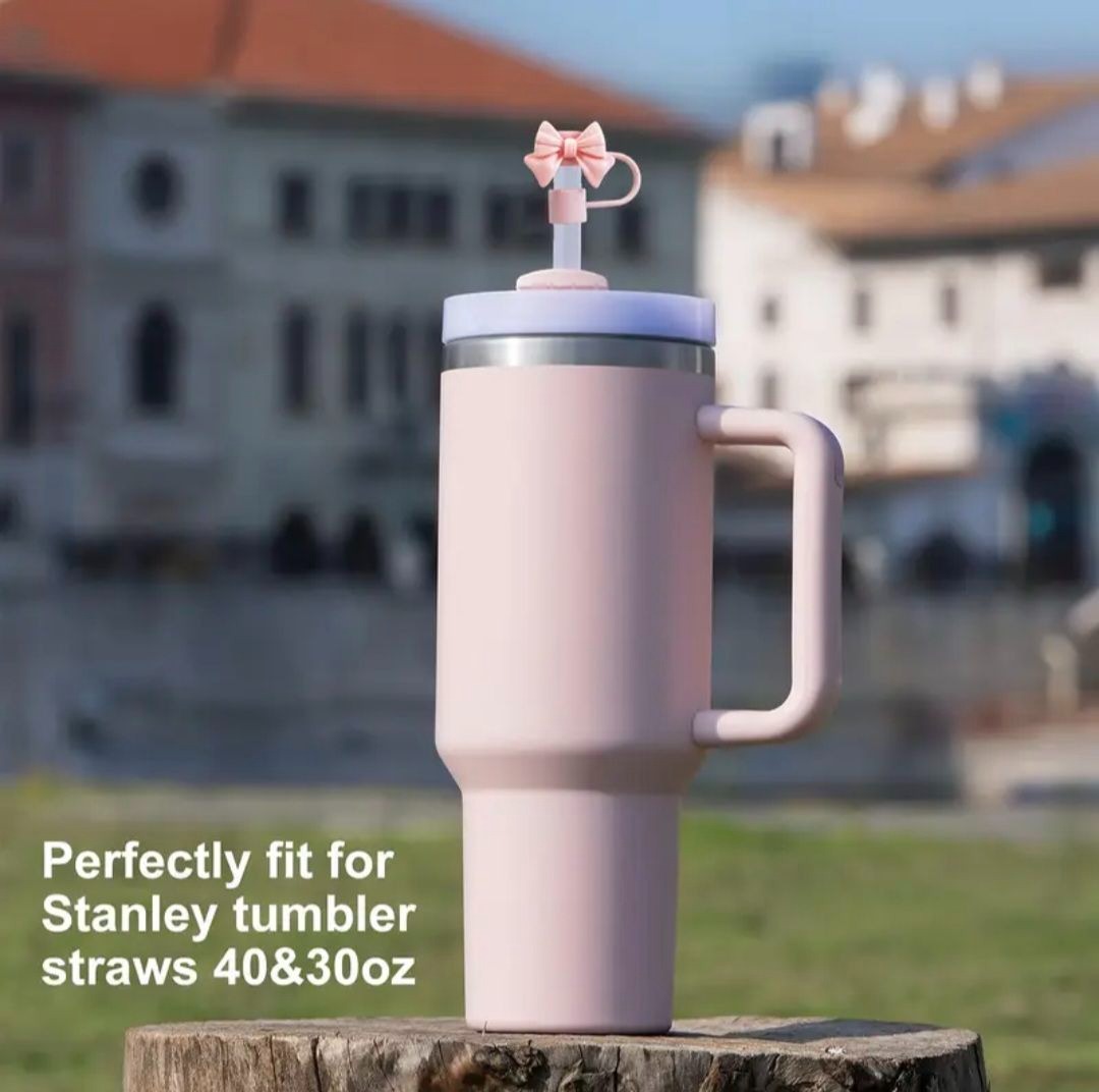 1PC Cute Bow Straw Cap Cover for 10mm Straws Fits Stanley Tumbler Cups, Dustproof & Leak-Resistant (Random Color) - Image 5