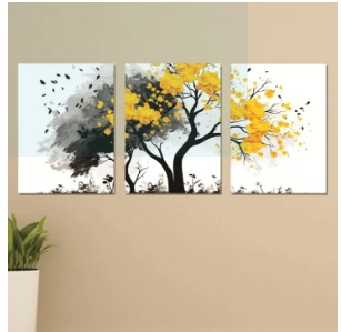 Set of 3 Flower Wall Art Wooden Canvas Frames (8×11 Inches) Elegant Floral Home Wall Décor