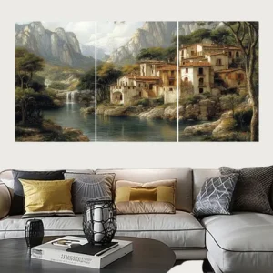 Set of 3 Landscape Wall Art Frames 8x11 MDF Wood with Adhesive Backing