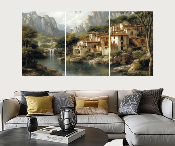 Set of 3 Landscape Wall Art Frames 8x11 MDF Wood with Adhesive Backing
