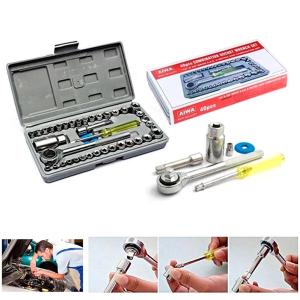Aiwa 40 PCS Combination Socket Wrench Set Complete Mechanical Tool Kit for Home, Garage & Automotive Repair - Image 3