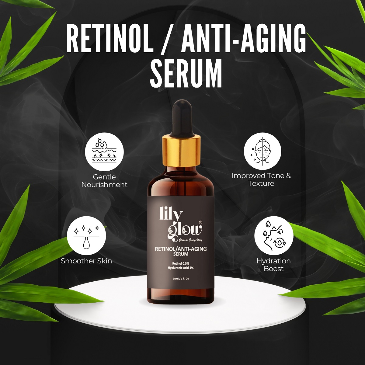 Lily Glow Retinol Anti-Aging Serum for Face Wrinkle Repair, Skin Tightening & Night Care (30ml) - Image 2