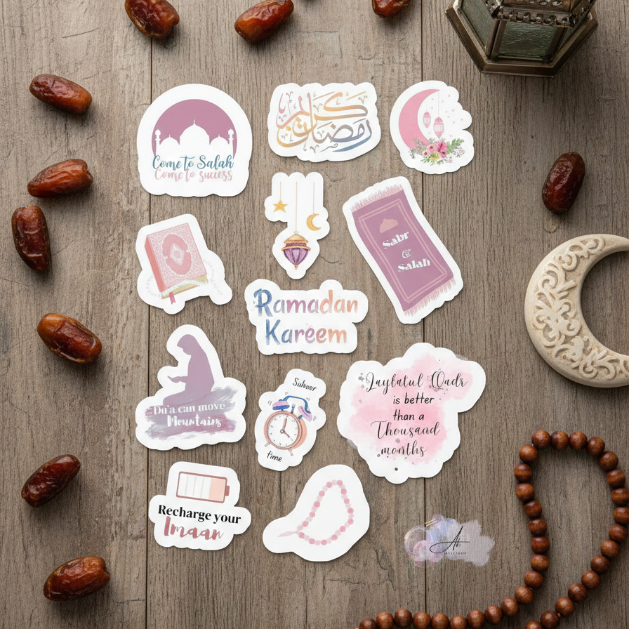 Ramadan Mubarak Sticker Pack 12 Uncut Decorative Stickers - Image 2