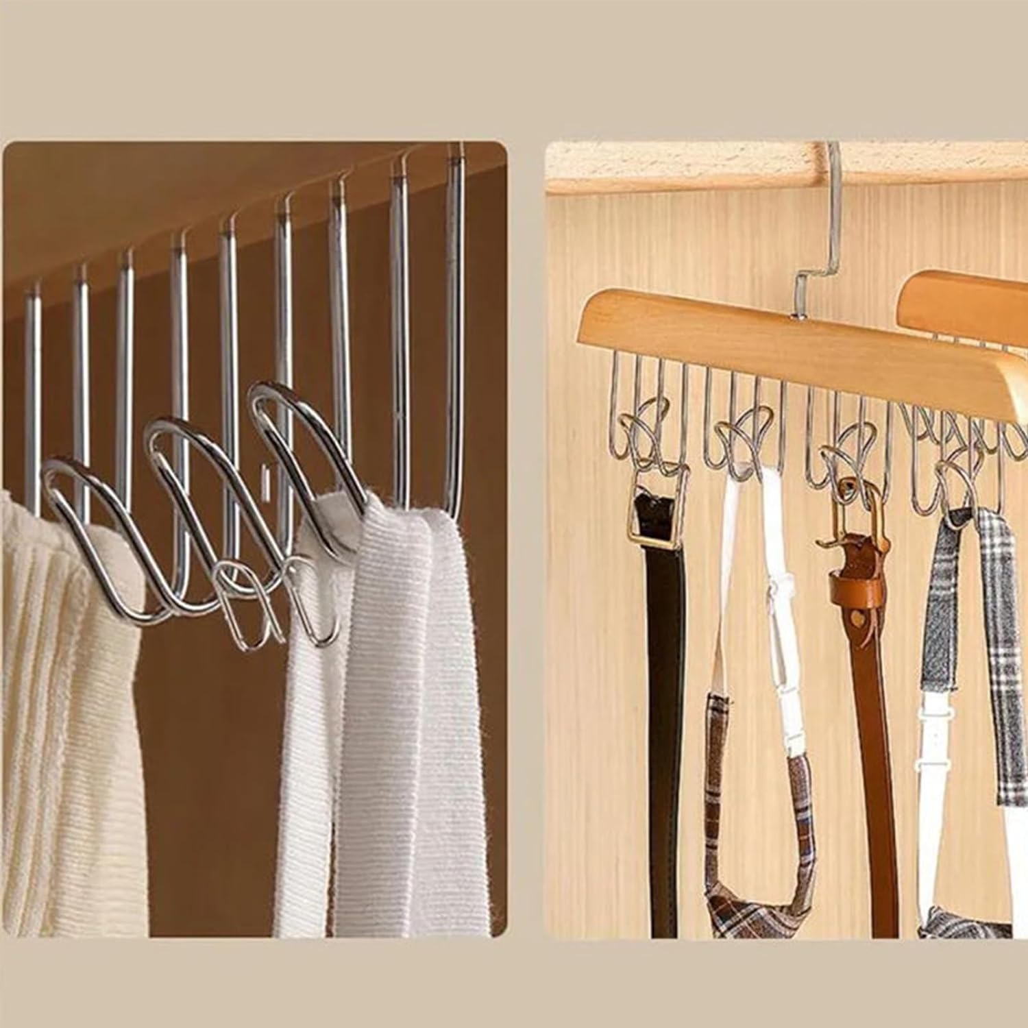 8 Hooks Multi-function Wooden Caps, Belts, Tie Hanger Strong No Trace Storage Rack - Image 4