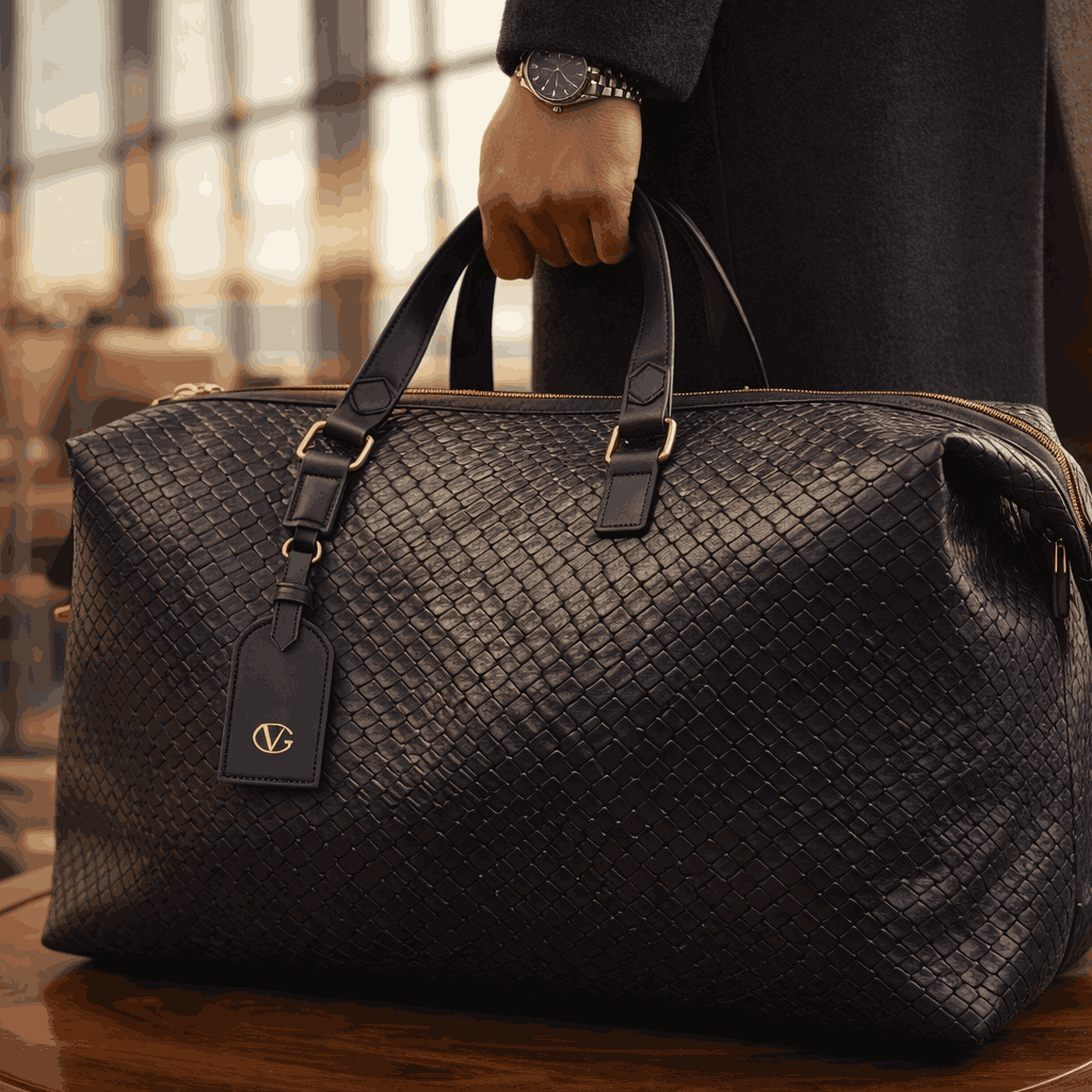 Luxury Valentino Imported Travel Duffel Bag (20 × 13 Inches) High-Quality Woven Texture Handbag - Image 2