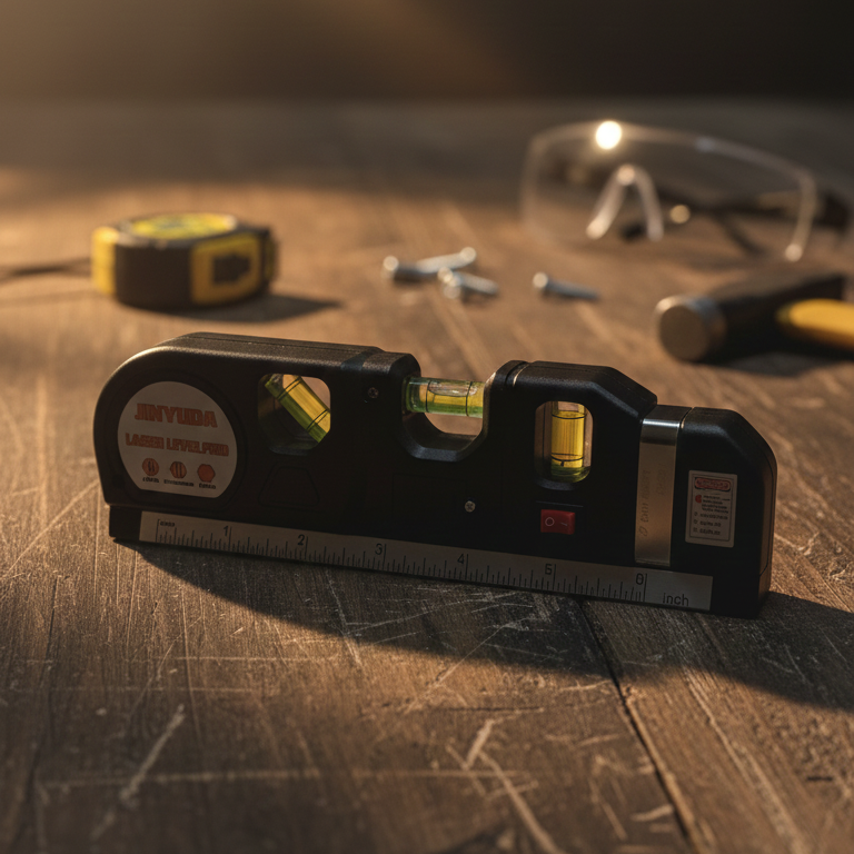 Multipurpose 3-in-1 Laser Level, Ruler, and Spirit Level Tool with Triple Bubble Vials for Precise Home Improvement & Construction Tasks - Image 2