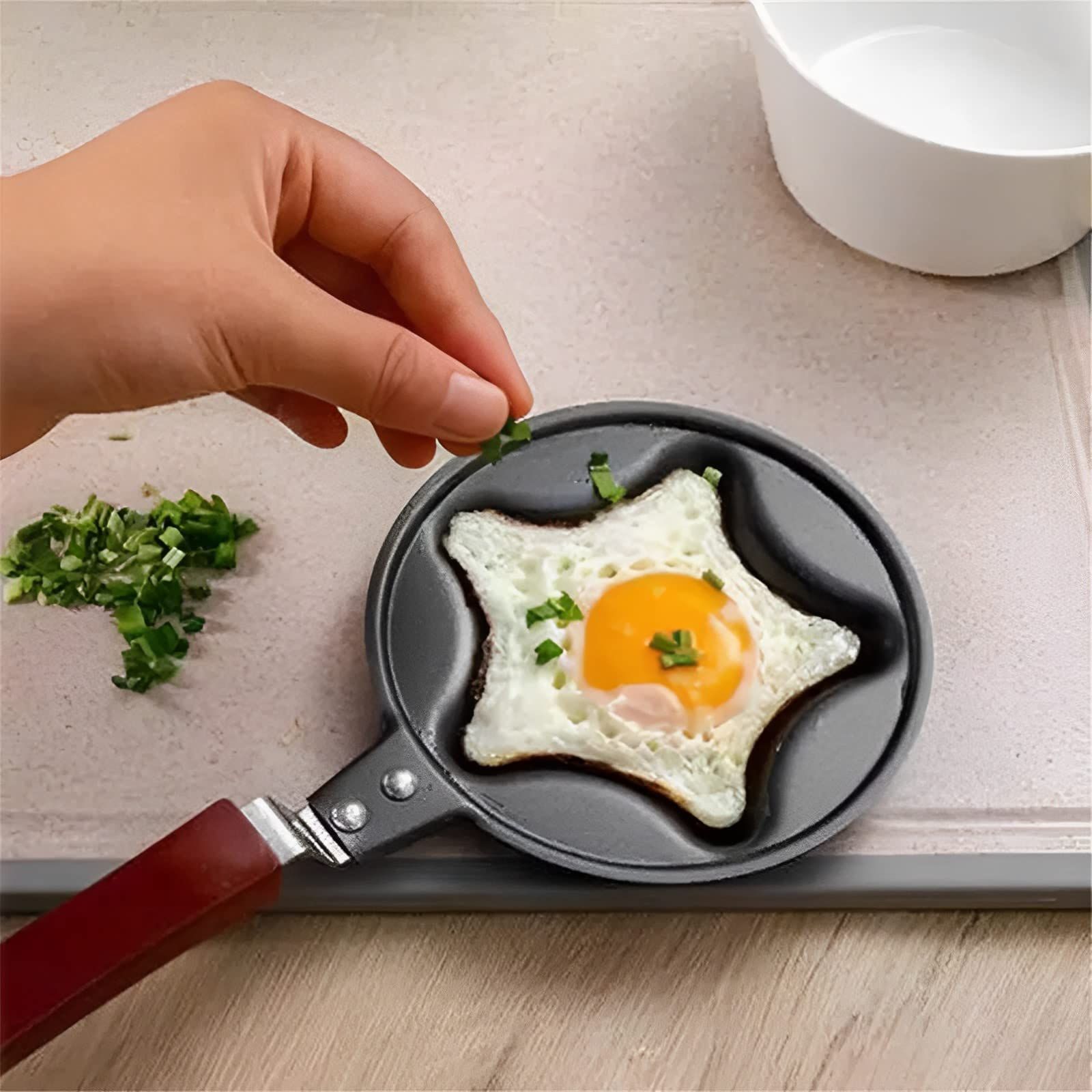 Creative Mini Nonstick Egg Frying Pan Heart, Flower, Star & Fruit Shaped Egg Mold (Random Design) - Image 4