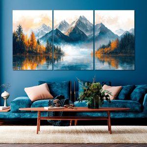 3pcs Mountain Style Stickytiles Frames Providing Scenic Design Natural Look Durable Quality Home Decoration