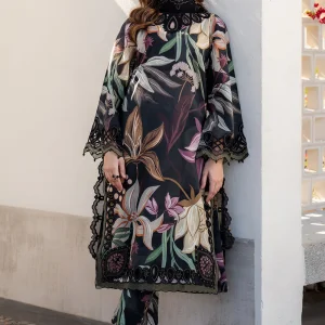 All-Over Printed Embroidered Black Lawn Dress with Chiffon Dupatta  Unstitched Summer Collection 2026