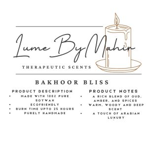Bakhoor Bliss A Touch of Arabian Luxury  Handmade Oud & Amber Soy Wax Candle - 100 gram