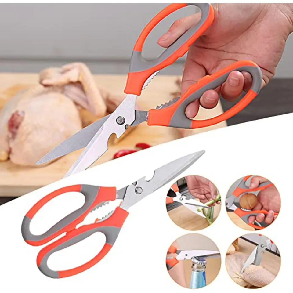 Kitchen Use Multipurpose Scissor Soft Grip Stainless Steel With Bottle Opener And Nut Cracker - Image 3