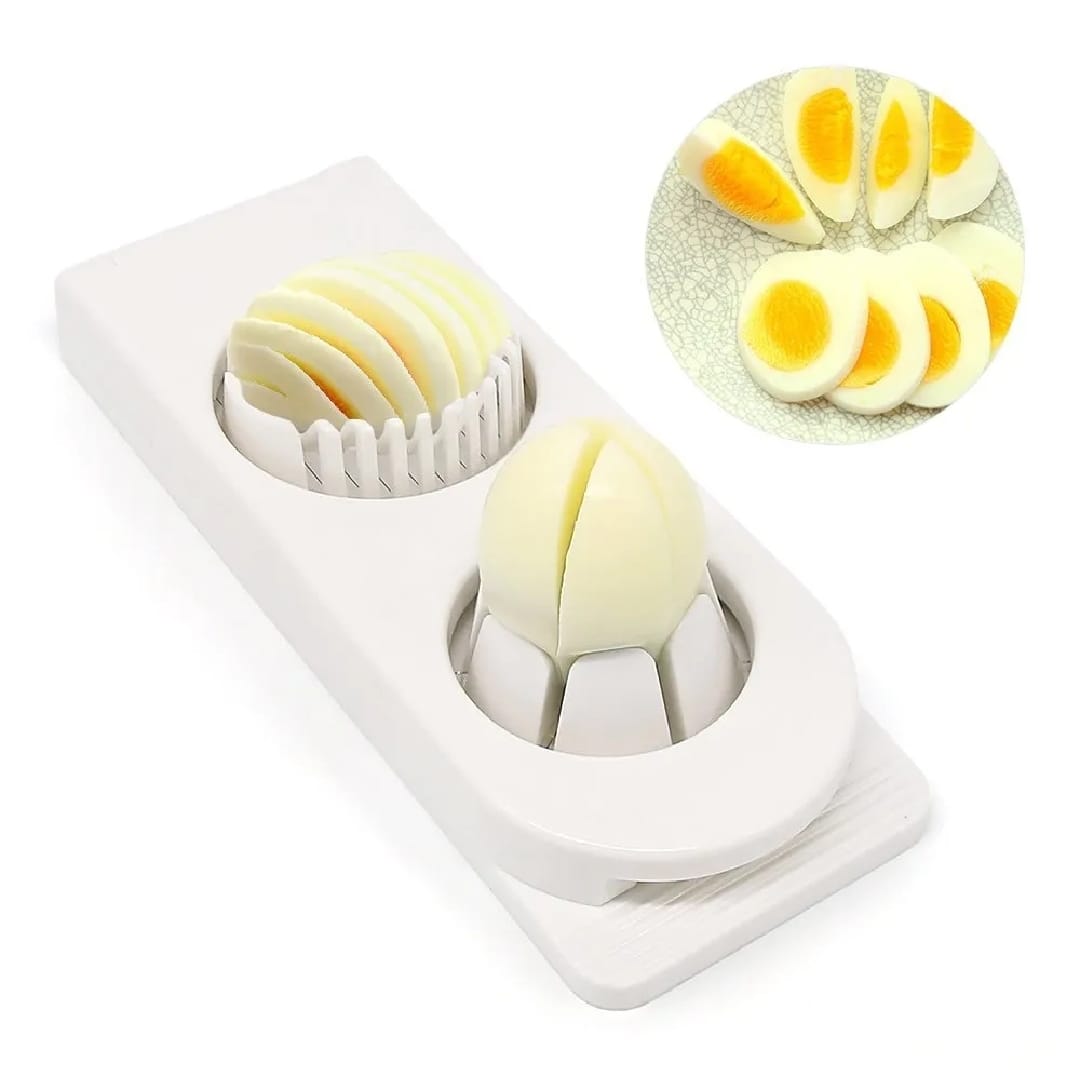 2-in-1 Egg Cutter & Slicer Boiled Egg Slicing Machine with Stainless Steel Cutting Wires, Kitchen Cooking Tool | Random Color