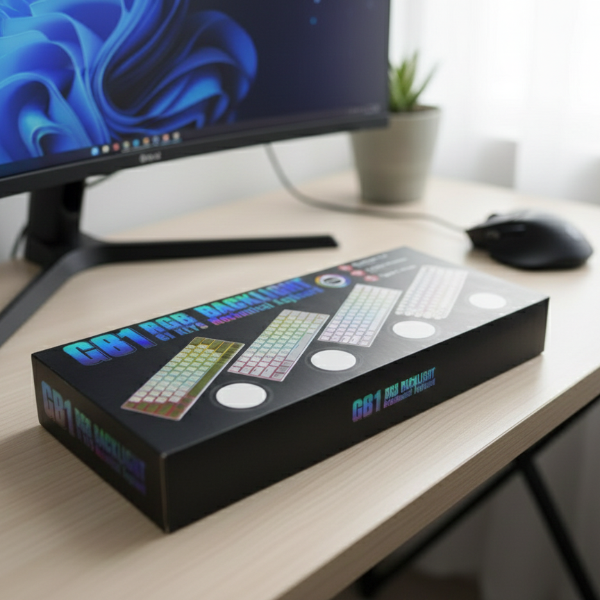 GB1 Ultra-Compact 60% Wireless Mechanical Gaming Keyboard Triple-Mode Connectivity (2.4GHz/Bluetooth/USB-C), RGB Backlit, 61 Keys Hot-Swappable Pro Gamer Edition