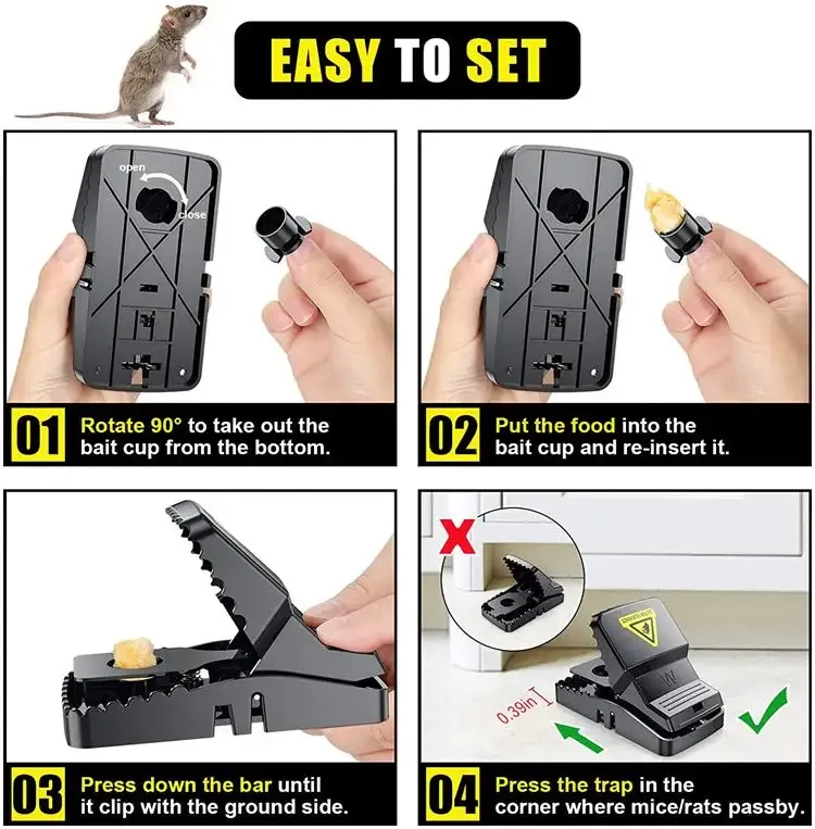 Durable Mouse Trap Reusable Rodent Catcher For Home, Kitchen, And Office Use With Strong Spring Mechanism And Easy Setup - Image 4