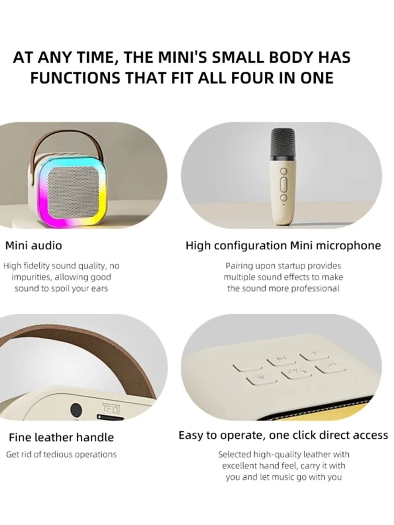 K12 Portable Bluetooth Speaker with Wireless Mic | RGB LED Lights - Image 4