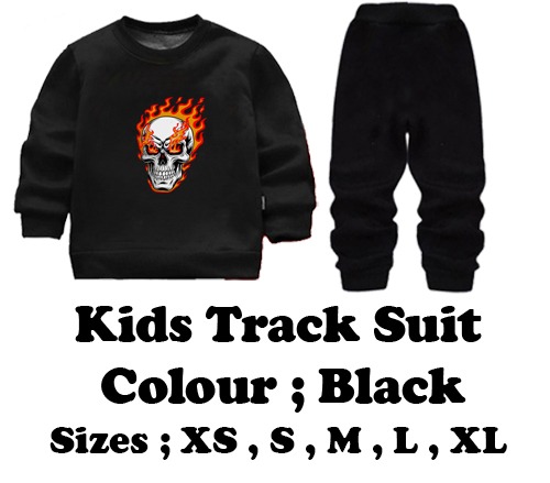 Black Printed Kids Tracksuit - Image 4