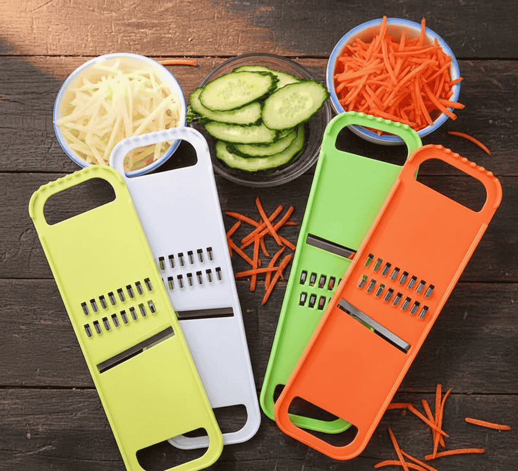 Handheld Stainless Steel Vegetable Mandoline Slicer and Julienne Grater Set for Efficient Kitchen Food Preparation and Creative Garnishing - Image 3