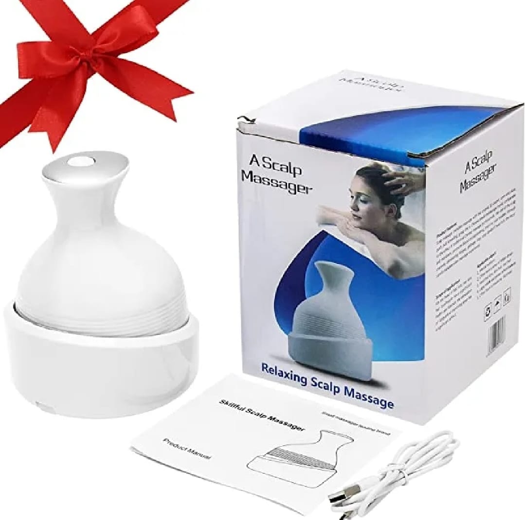 Electric Scalp Massager with 4 Tissue Kneading Nodes Waterproof Handheld Head & Full Body Massager for Stress Relief - Image 4