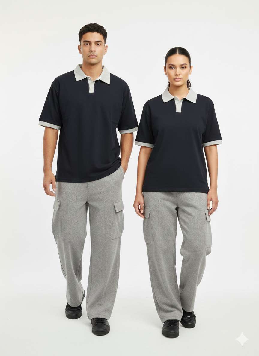 Mens Stylish Track Suit Premium Polo T-Shirt & Soft Cargo Trouser Set