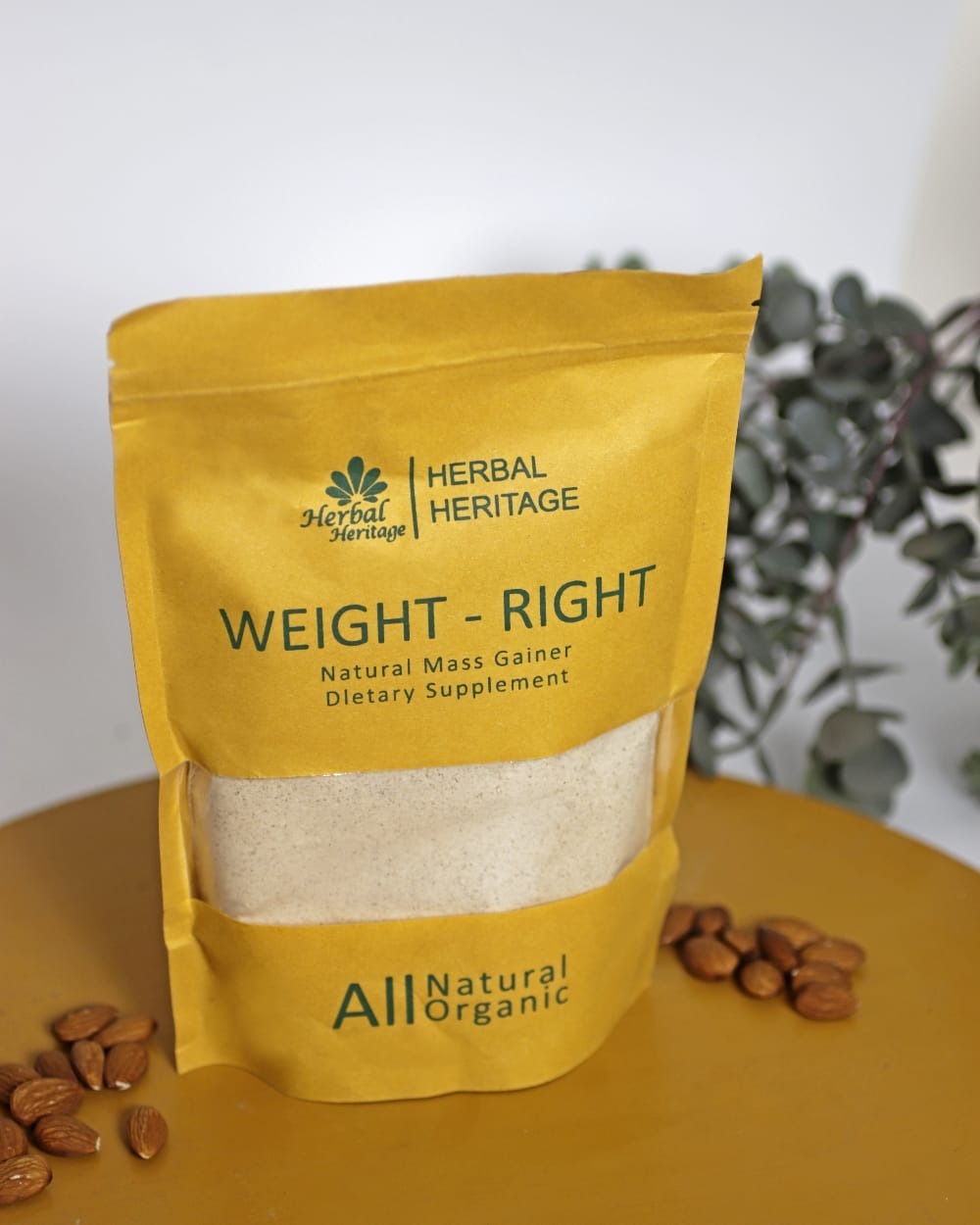 Herbal Heritage WEIGHT-RIGHT Natural Mass Gainer Organic Dietary Supplement for Healthy Weight Gain (100g)