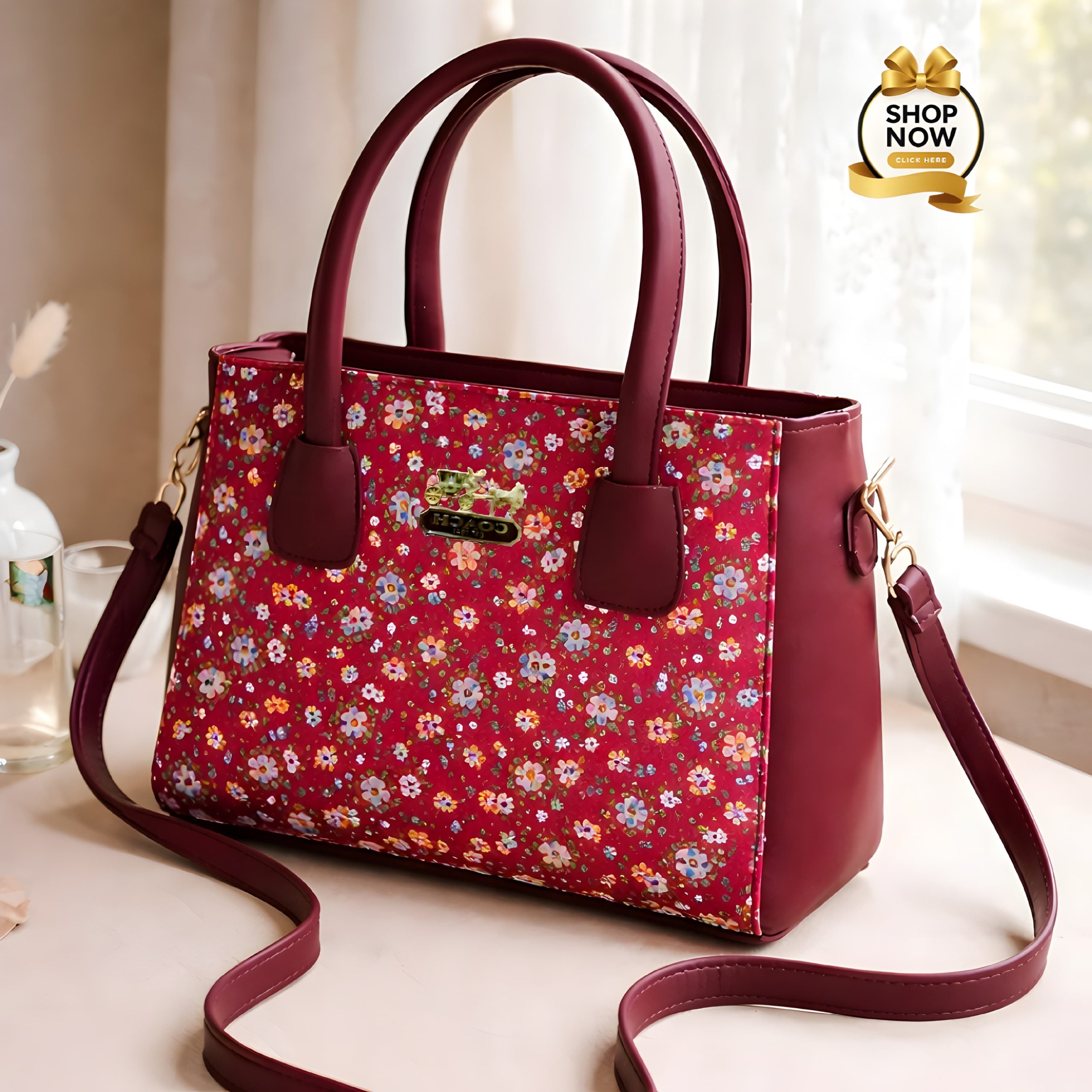 Womens Shoulder Bag With Vibrant Floral Print And Practical Detachable Shoulder Strap - Image 4