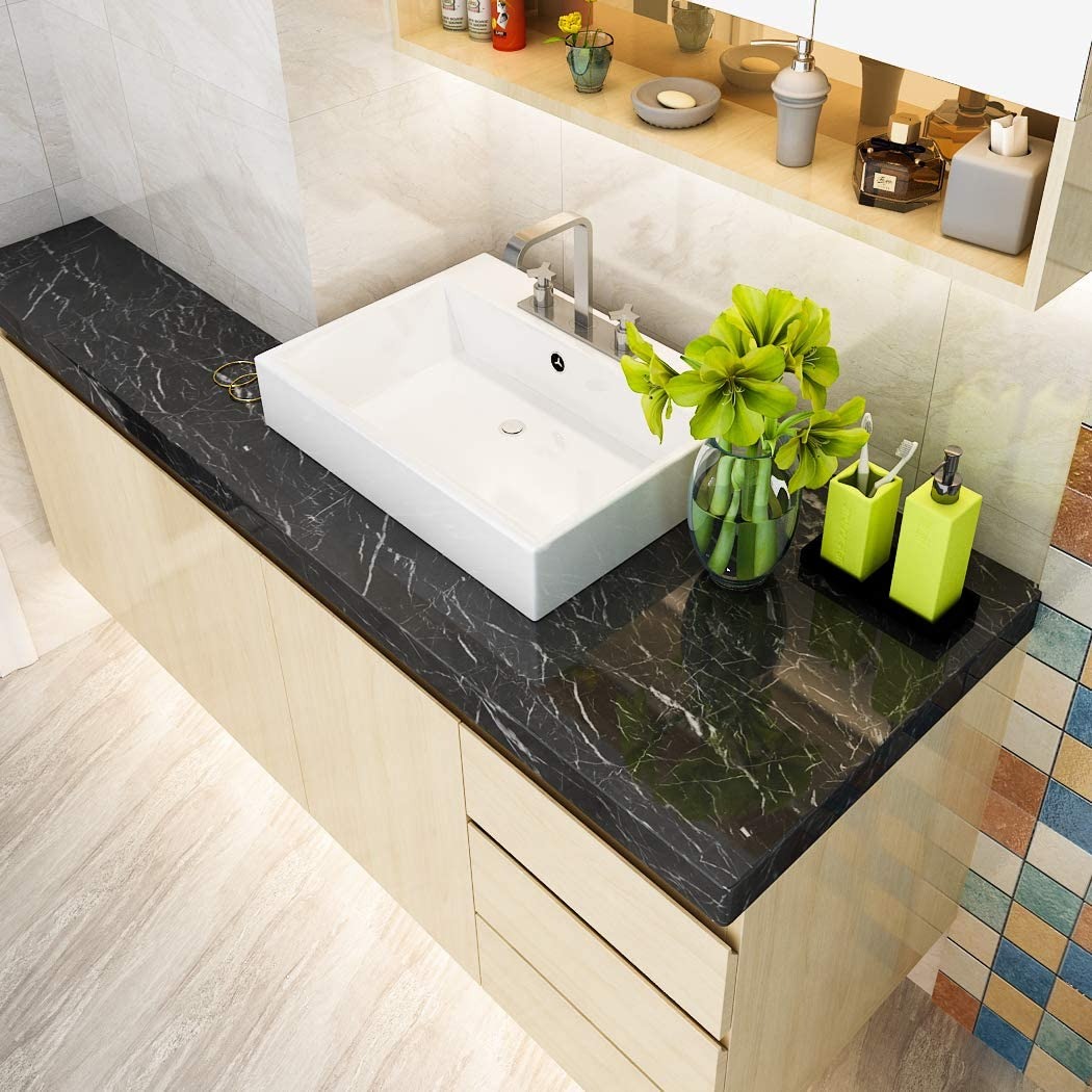 Self Adhesive Black Marble Sheet For Kitchen Waterproof, Heat And Oil Resistant Wallpap er For Countertops, Cabinets, And Furniture(60x200) - Image 2