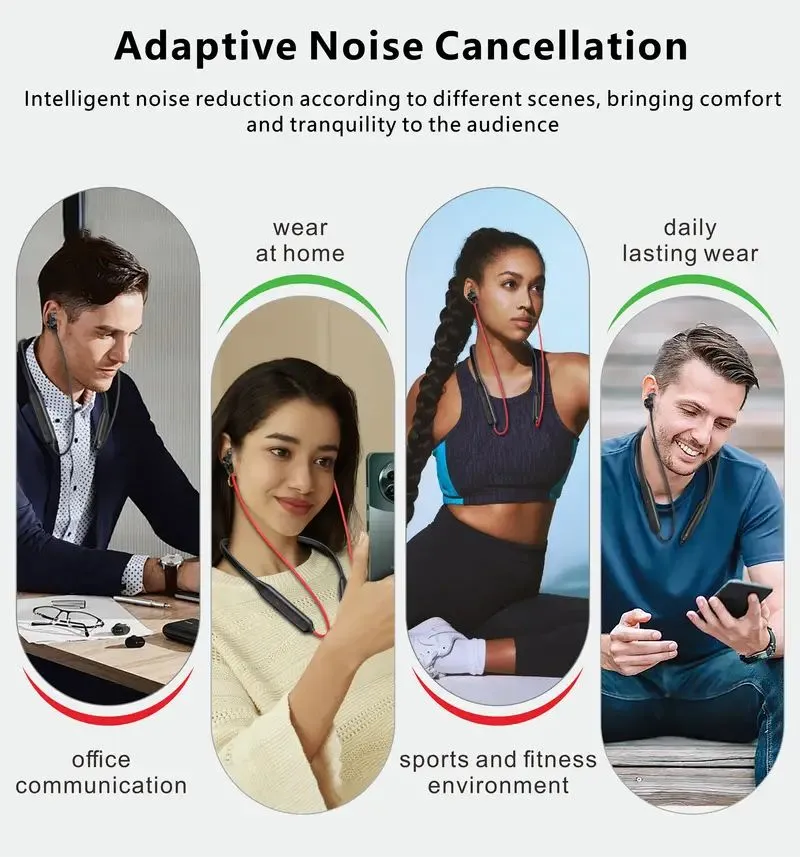 EroreX BT E20 ENC Wireless Neckband Earphones Noise Cancellation, Bluetooth 5.3, Magnetic Design & Long Battery Life - Image 4